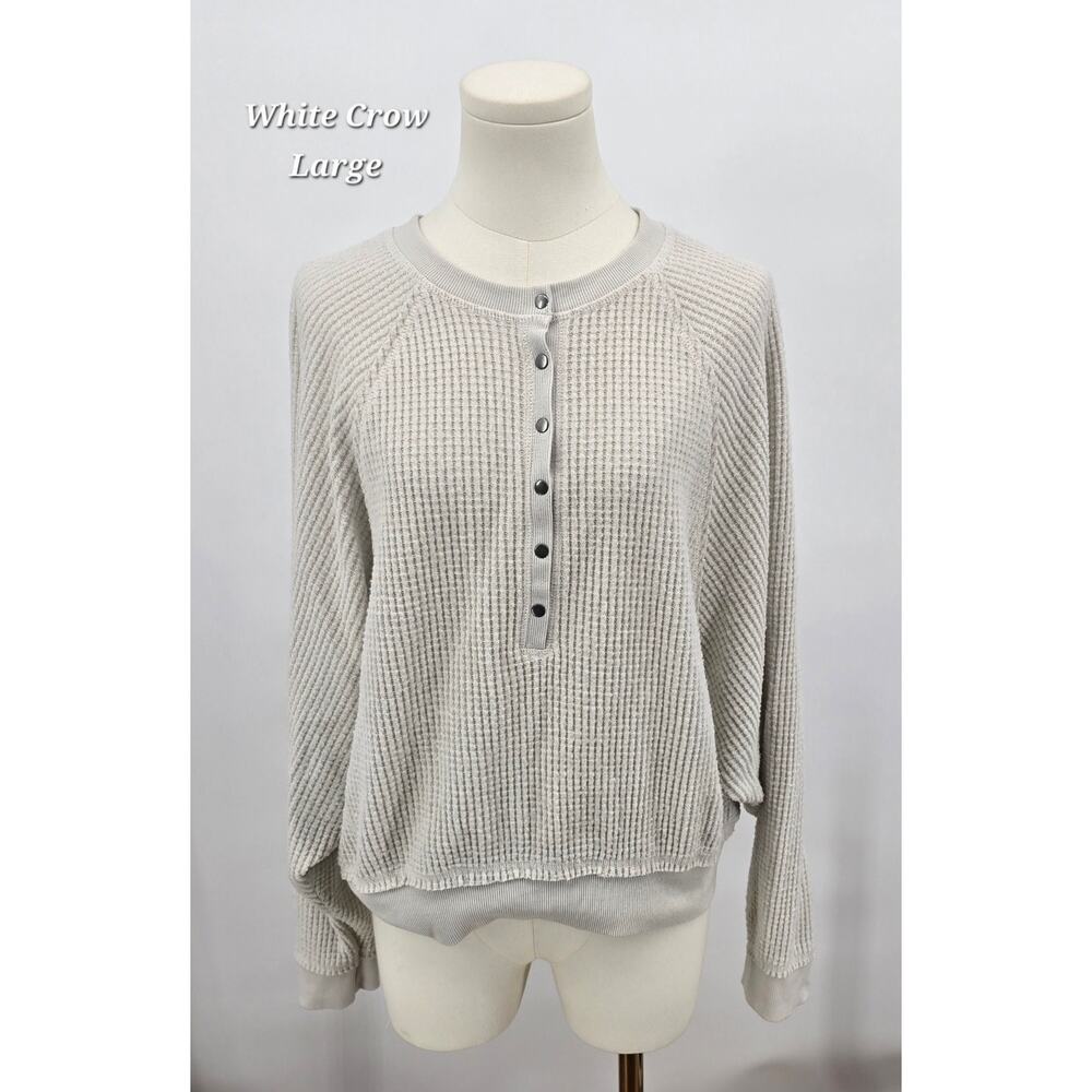 White Crow Boho Vintage Waffleknit Henley with Dolman Sleeves
